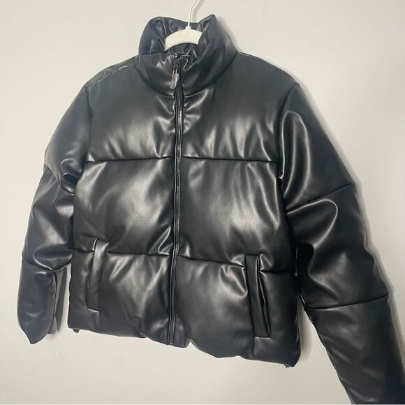 NEW The Drop Vegan  Leather Puffer Jacket - Picture 3 of 6